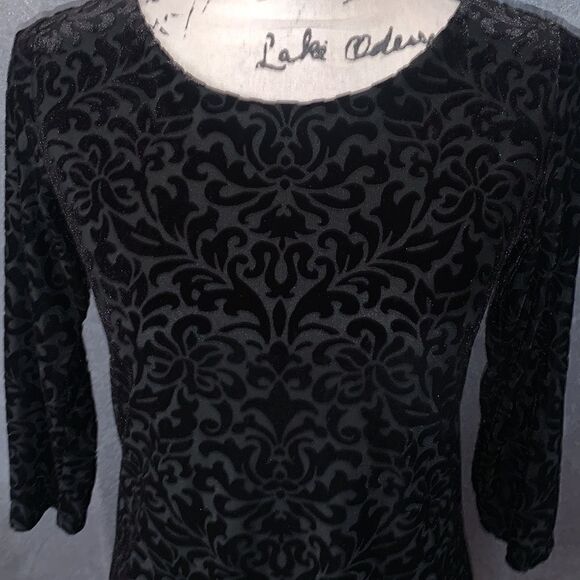 Adrienne vittadini black velvet & shear shift dress XS - Picture 3 of 9